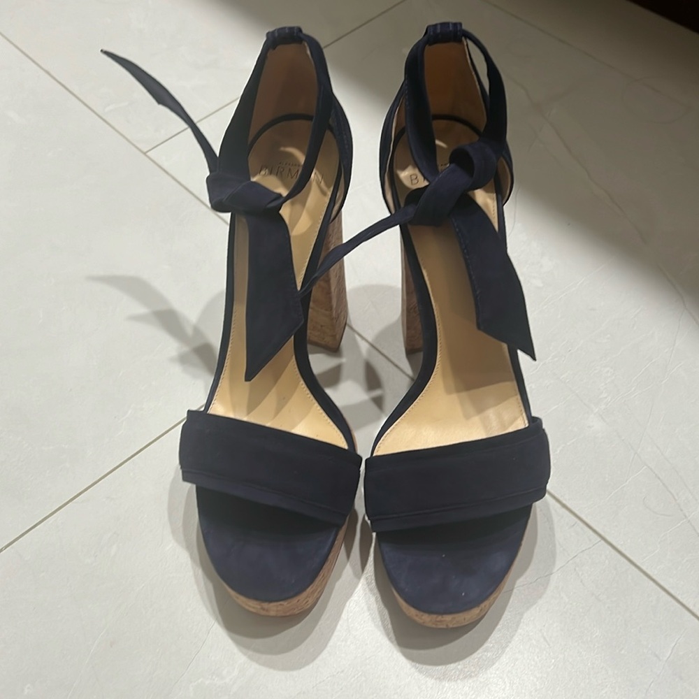 Alexandre Birman Celine  navy blue suede platform sandal Sz 39